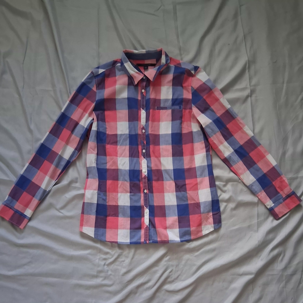 Tommy Hilfiger Pink & Blue Check Button-Down Shirt | Size L